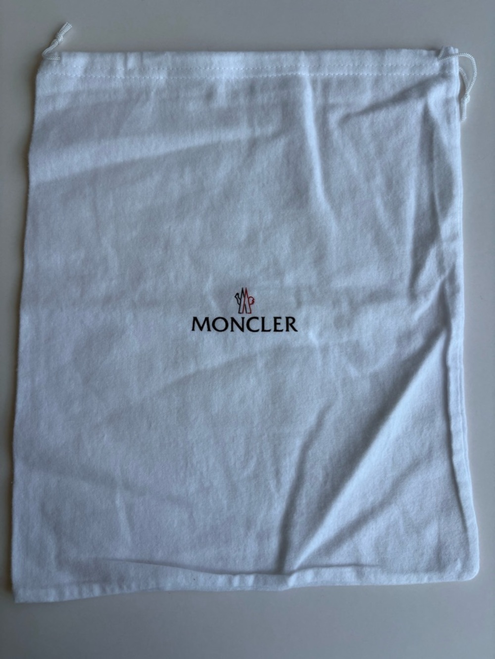 Moncler White Logo Drawstring Pouch
